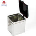 New air tight style square shape customized color hinged lid tea or coffee tin box